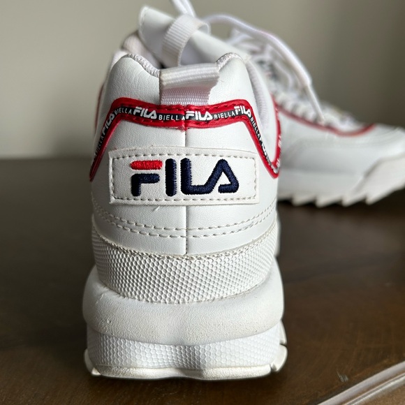 Fila White Red Navy Chunky Lace-Up Sneakers - Size 5 - Picture 11 of 11
